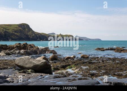 Plage de Traeth Llyfn près d'Aberiddy, Pembrokeshire, Pays de Galles. Banque D'Images