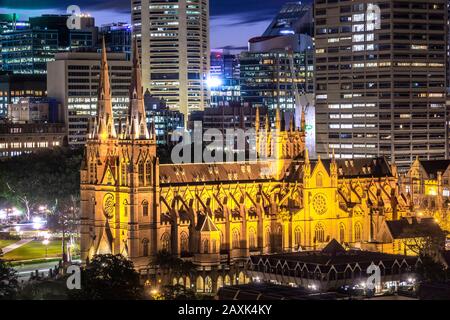 Australie, Sydney, horizon avec cathédrale Banque D'Images