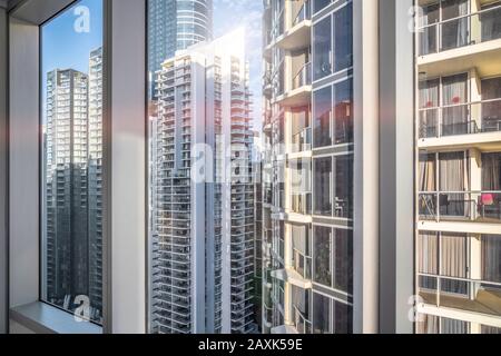 Australie, Brisbane, gratte-ciel, façades, fenêtres Banque D'Images