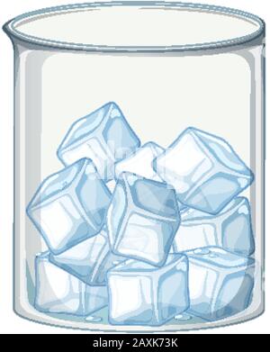 Cube de glace dans le grand bécher sur l'illustration d'arrière-plan blanc Illustration de Vecteur