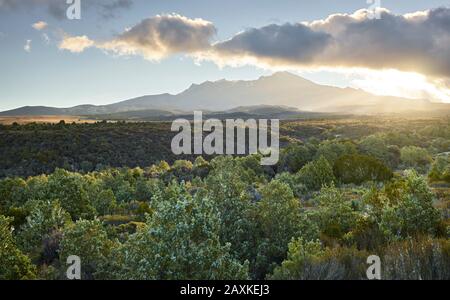 Coucher De Soleil Au Mont Ruapehu, Parc National De Tongariro, Manawatu-Manganui, Île Du Nord, Nouvelle-Zélande Banque D'Images