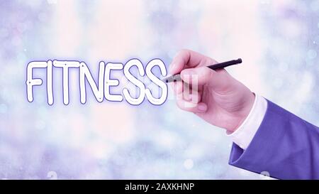 Note d'écriture montrant Fitness. Concept d'entreprise pour l'état de santé et de bien-être et la capacité à fonctionner Banque D'Images