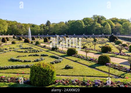 France, Indre et Loire, Vallée de la Loire classée au patrimoine mondial par l'UNESCO, Chenonceaux, Parc et Jardins du Château de Chenonceau, jardin de Diane de P Banque D'Images