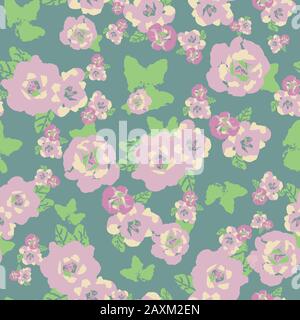 roses roses roses roses et feuilles vertes motif vectoriel transparent Illustration de Vecteur