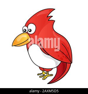 Caricature drôle mignon oiseau sur fond blanc Illustration de Vecteur