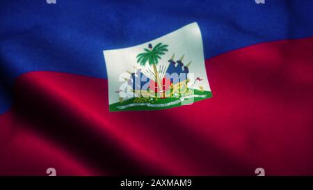 Haïti drapeau waving dans le vent. Drapeau national d'Haïti. Signe d'Haïti. illustration tridimensionnelle. Banque D'Images