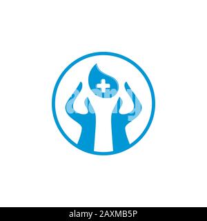 goutte d'eau pure main médicale simple symbole vecteur de logo Illustration de Vecteur