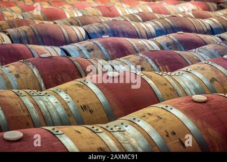 Tonneaux de vin dans le domaine viticole de Campo Viejo à Logroño, en Espagne Banque D'Images