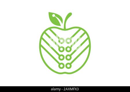 Symbole du logo Apple pixel / data dans un style plat sur fond blanc Illustration de Vecteur