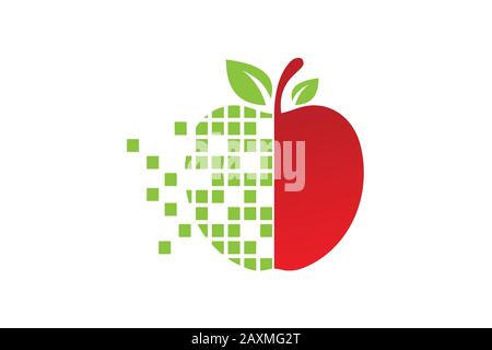 Symbole du logo Apple pixel / data dans un style plat sur fond blanc Illustration de Vecteur