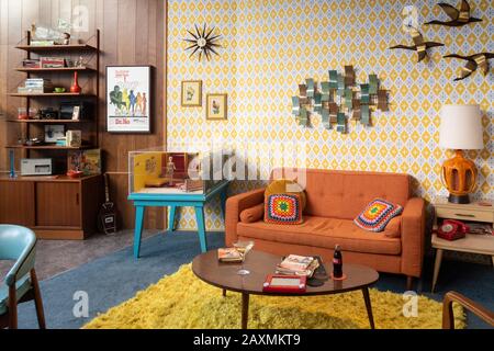 TWA Hotel 1962 salon 2 en 1 à l'aéroport John F. Kennedy de New York, États-Unis Banque D'Images