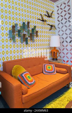 TWA Hotel 1962 salon 2 en 1 à l'aéroport John F. Kennedy de New York, États-Unis Banque D'Images