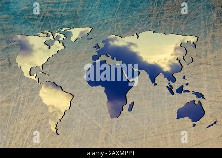 Carte du monde décrit environ avec fond blanc Banque D'Images