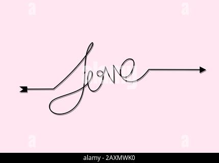 Dessin continu une ligne AMOUR mot design, vecteur minimaliste illustration du concept amour valentine. Banque D'Images