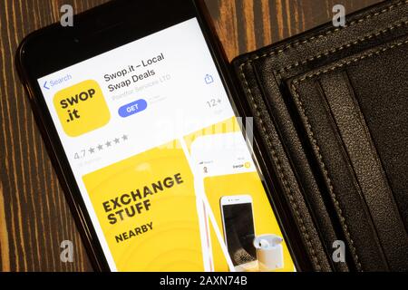 Los Angeles, Californie, États-Unis - 12 février 2020: Swop.it App Store page close up , Editorial illustratif Banque D'Images