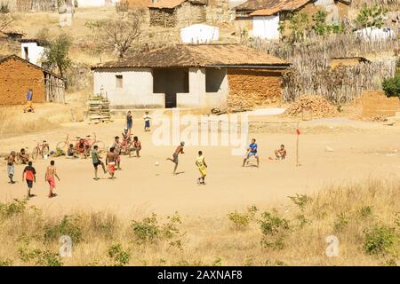 Joueurs De Football, Caracol, Piauí, Brésil Banque D'Images
