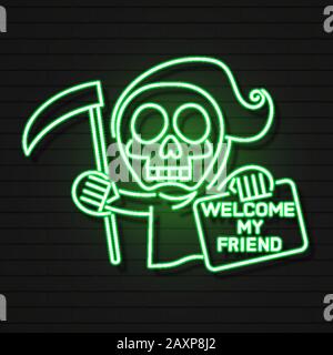 Bienvenue À Mon Ami Lettres À La Main Neon Premium Vector Illustration Illustration de Vecteur