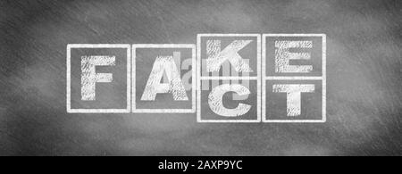 Fait et FAUX sur le tableau noir de l'école Banque D'Images