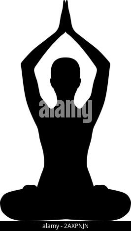 Silhouette vectorielle de femme faisant du yoga. Lotus pose Illustration de Vecteur