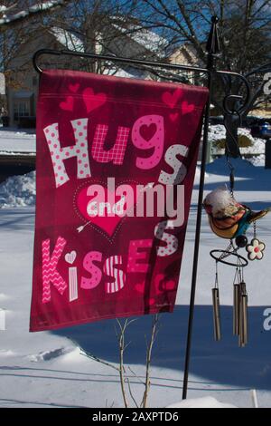 Décorations typiques de la Saint-Valentin dans le comté de Bucks Banque D'Images