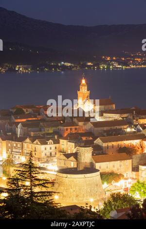 Vieille ville de Korcula, île de Korcula, côte Adriatique croate, Dalmatie, Croatie Banque D'Images