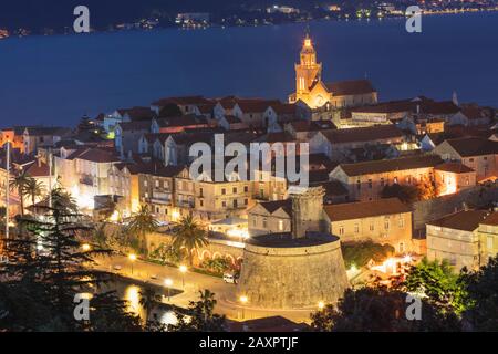 Vieille ville de Korcula, île de Korcula, côte Adriatique croate, Dalmatie, Croatie Banque D'Images