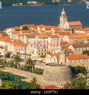 Vieille ville de Korcula, île de Korcula, côte Adriatique croate, Dalmatie, Croatie Banque D'Images