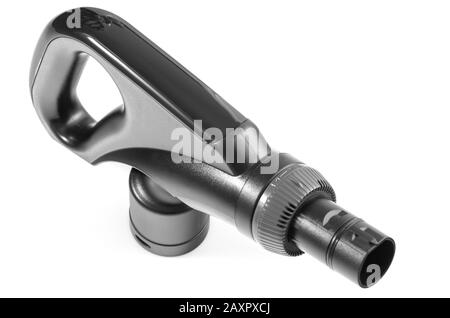 Poignée noire pour aspirateur sur fond blanc Banque D'Images