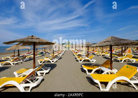 Grande plage, Velika Plaza, à Ulcinj, Monténégro Banque D'Images