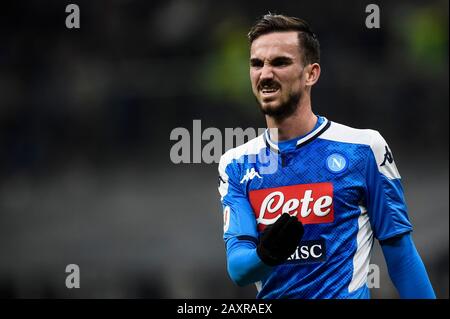 Milan, Italie - 12 février 2020: Fabian Ruiz de la SSC Napoli semble déjecté lors du match de football semi-final Coppa Italia entre FC Internazionale et SSC Napoli. Crédit: Nicolò Campo/Alay Live News Banque D'Images