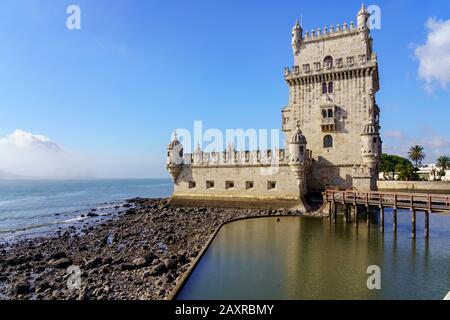 La Torre de Belém, La Tour de Belém, Forteresse de Belém à Belém, Lisbonne, Portugal Banque D'Images