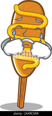 Concept de personnage de dessin animé de chien de maïs avec un visage triste Illustration de Vecteur