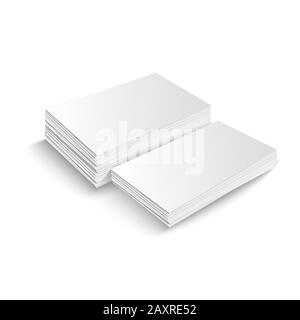 Deux piles de cartes de visite vierges de différentes hauteurs sur fond blanc avec des ombres douces. Illustration de Vecteur