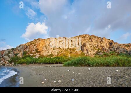 Paysage de la côte à la plage de Preveli, Crète, Grèce Banque D'Images