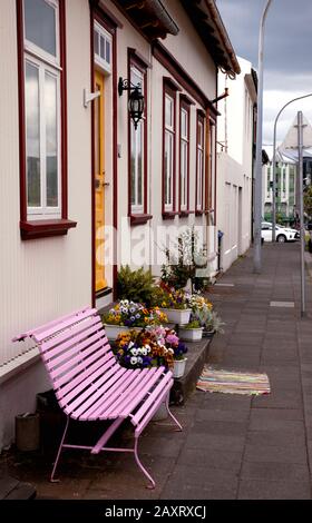 Rangée de maisons, rue, ville, Islande, Reykjavik Banque D'Images