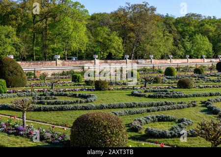 France, Indre et Loire, Vallée de la Loire classée au patrimoine mondial par l'UNESCO, Chenonceaux, Parc et Jardins du Château de Chenonceau, jardin de Diane de P Banque D'Images