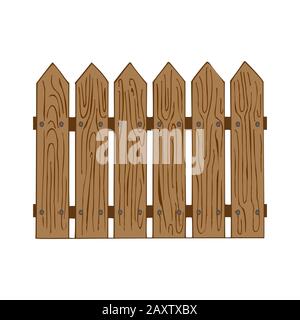 Clôture en bois isolée sur fond blanc vectoriel Illustration de Vecteur