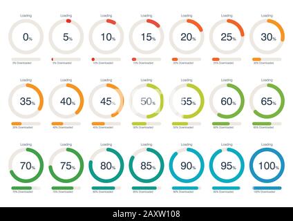 Jeu De Collecte De Barres De Chargement Et De Progression De Cercle. Illustration Vectorielle Illustration de Vecteur