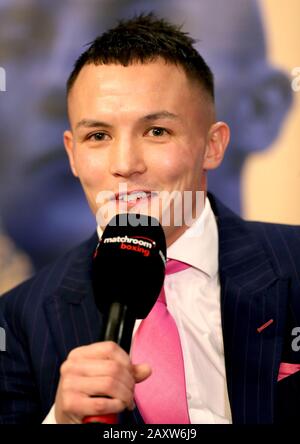 Josh Warrington lors de la conférence de presse au stade Emerald Headingley, Leeds. Banque D'Images