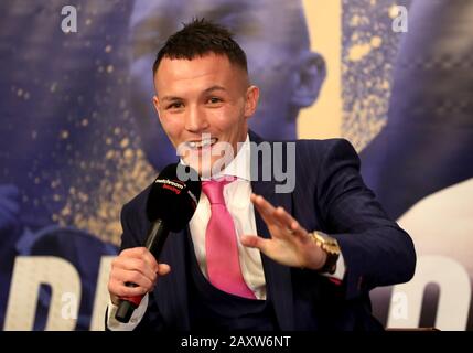 Josh Warrington lors de la conférence de presse au stade Emerald Headingley, Leeds. Banque D'Images