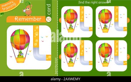 la formation en mémoire pour les enfants et les adultes. la tâche du jeu est de se rappeler, trouver la bonne réponse Illustration de Vecteur
