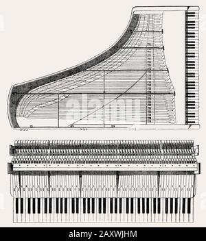 construction technique pour piano, xixe siècle Banque D'Images