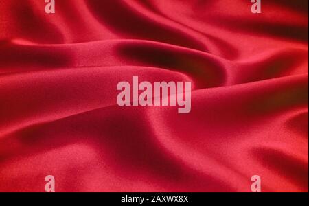 Fond rouge abstrait en tissu, texture de luxe en tissu satin Banque D'Images