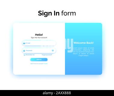 Formulaire de connexion, interface utilisateur de conception Web UX, interface de connexion avec gradient, illustration vectorielle. Illustration de Vecteur