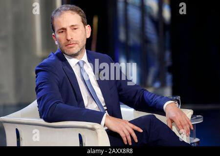 Roma, Italie. 13 février 2020. Davide Casaleggio, fils de Gianroberto, avec qui il a craché la plate-forme Rousseau. Il a contribué à fonder le Mouvement 5 étoiles ainsi que Rome 13 février 2020. Talk show Porta a Porta. Foto Samantha Zucchi Insidefoto Crédit: Insidefoto Srl/Alay Live News Banque D'Images