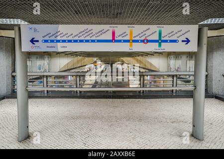 plan de métro à l'intérieur d'une station de métro à lisbonne portugal Banque D'Images