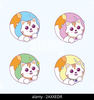 Illustration vectorielle logo de chat mignon Illustration de Vecteur