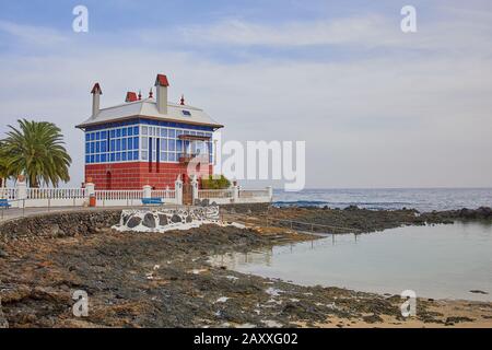 Arrieta, Lanzarote. Espagne - 25 décembre 2019: Casa juanita ou la maison bleue d'Arrieta sur Lanzarote, îles Canaries. Banque D'Images