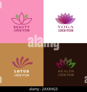 Modèle de conception Lotus pour les logos de type spa, yoga, soins de santé. Logo lotus, fleur fleurie lotus, icône lotus flore modèle. Illustration vectorielle Illustration de Vecteur
