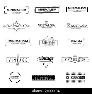 Logos vectoriels modernes minimaux. Ensemble vectoriel minimal d'emblèmes de ligne ou d'étiquettes minimales Illustration de Vecteur